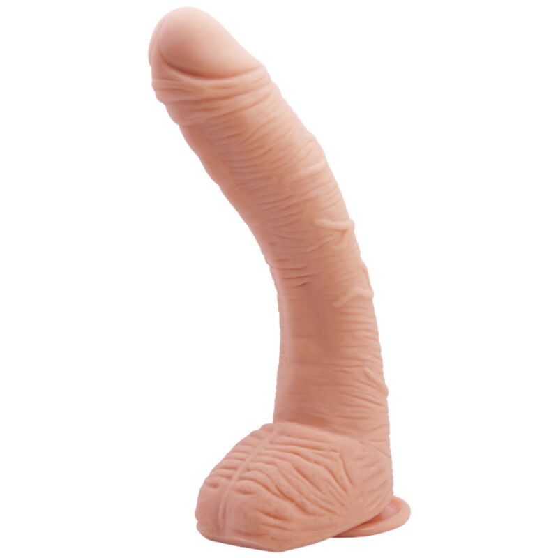 Baile Alex Realistic Dildo features lifelike design, curved shaft, soft TPR skin, and strong suction cup for hands-free, G-spot or prostate stimulation.1